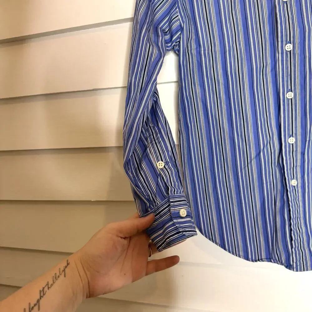 Ralph Lauren Boys Cotton Striped Dress Shirt Button Down Long Sleeve Medium